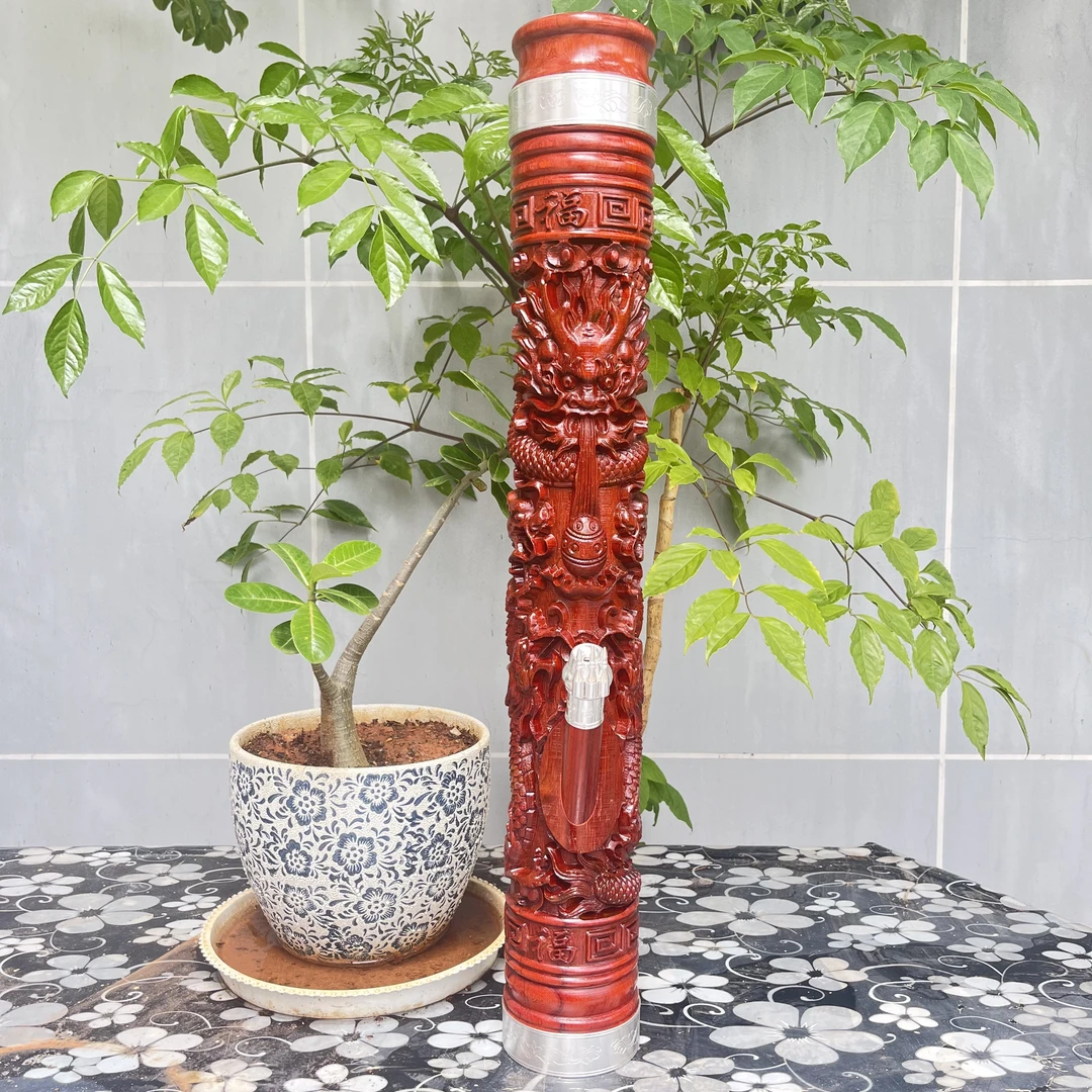 【红花梨雕龙水烟筒  五龙包柱】云南高档实木水烟筒 过滤水烟斗