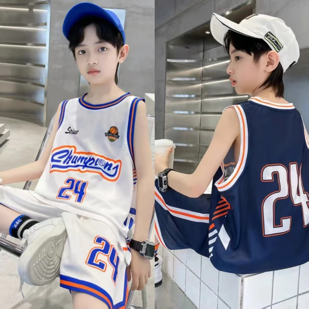 夏季中大童亲子篮球足球帅气冰丝速干训练服定制套装024洋气童装
