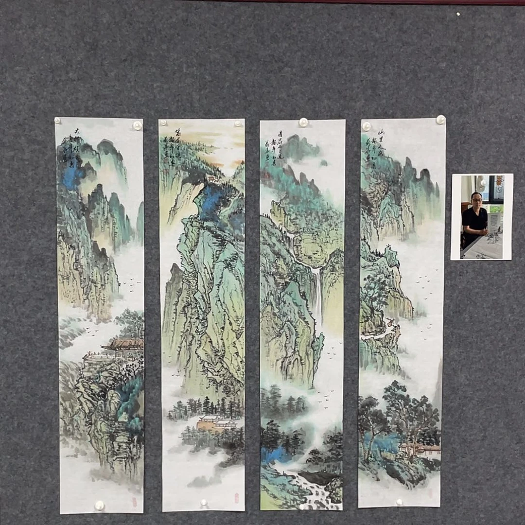 国画四条屏138.30画芯 孤品捡漏 王义华老师