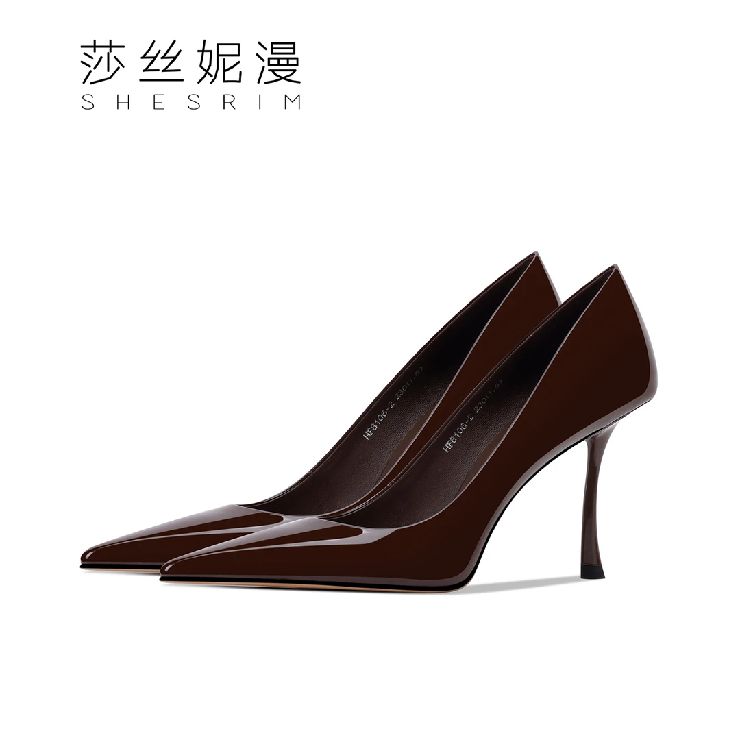 「8CM」-【脚感4公分】简约高级感女士单鞋秋冬上新真皮酒红色单鞋款