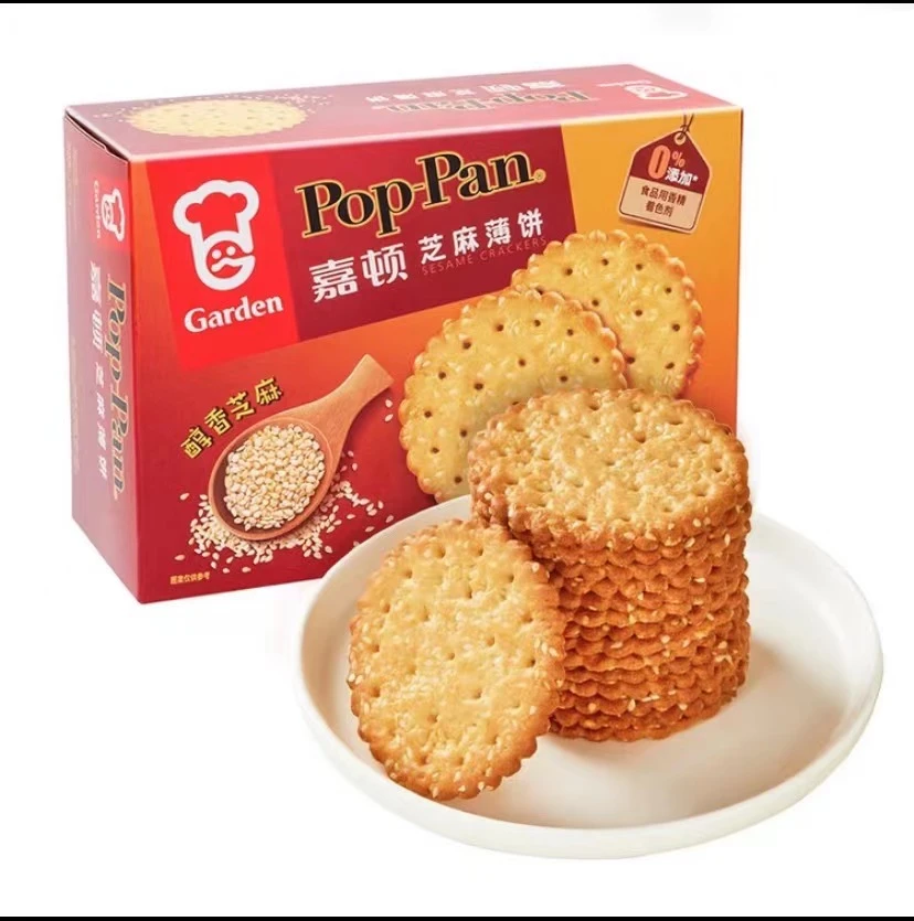 嘉顿芝麻薄饼咸香酥脆饼干可口盒装