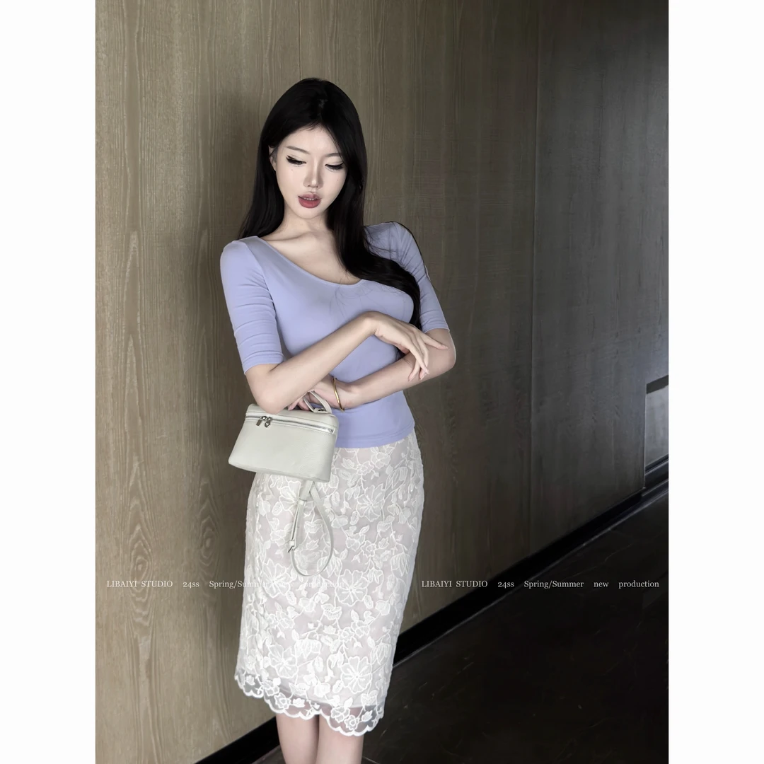LIBAIYI 娇娇日常/气质百搭显瘦蕾丝半身裙1665