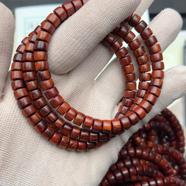 藤类海南红降超一档树心油红油满火焰纹药片珠