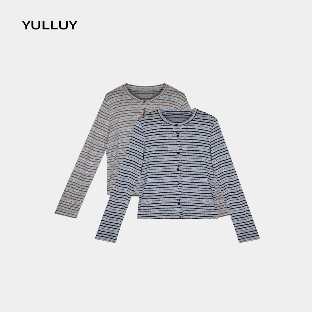 ALIN【亚麻横条开衫】春夏款简约亚麻横条开衫 25-SSD83760