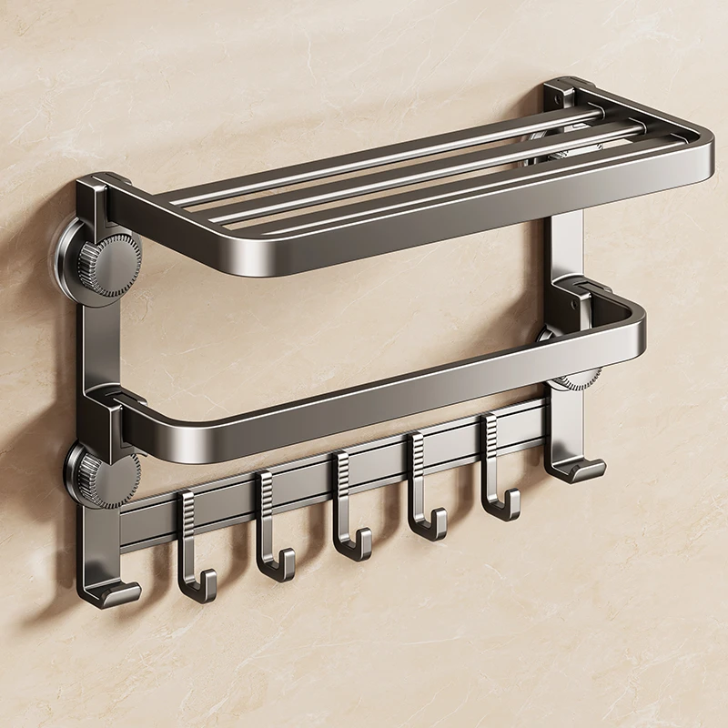 陶市25款4吸盘浴巾架浴室置物架卫生间免打孔毛巾架壁挂收纳神器