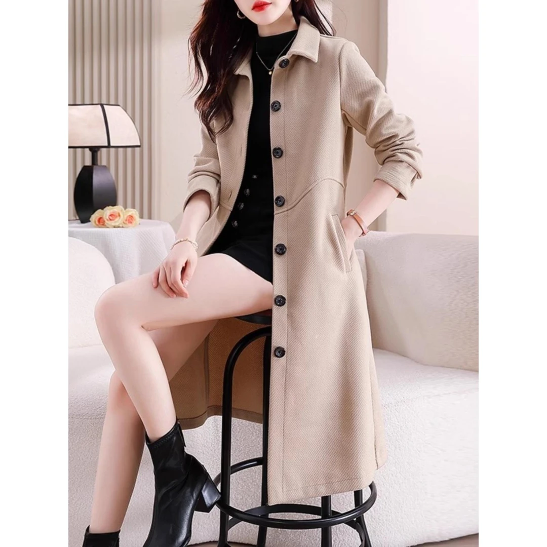 法式风衣女士装春秋冬季2025年新款流行小个子高级感中长外套大衣