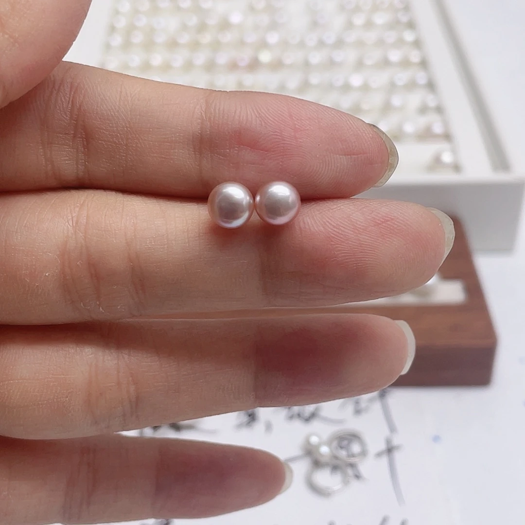 银S925镶嵌淡水珍珠耳饰空**喵