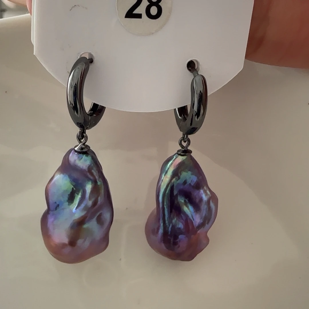 淡水珍珠耳饰银S925镶嵌哮*