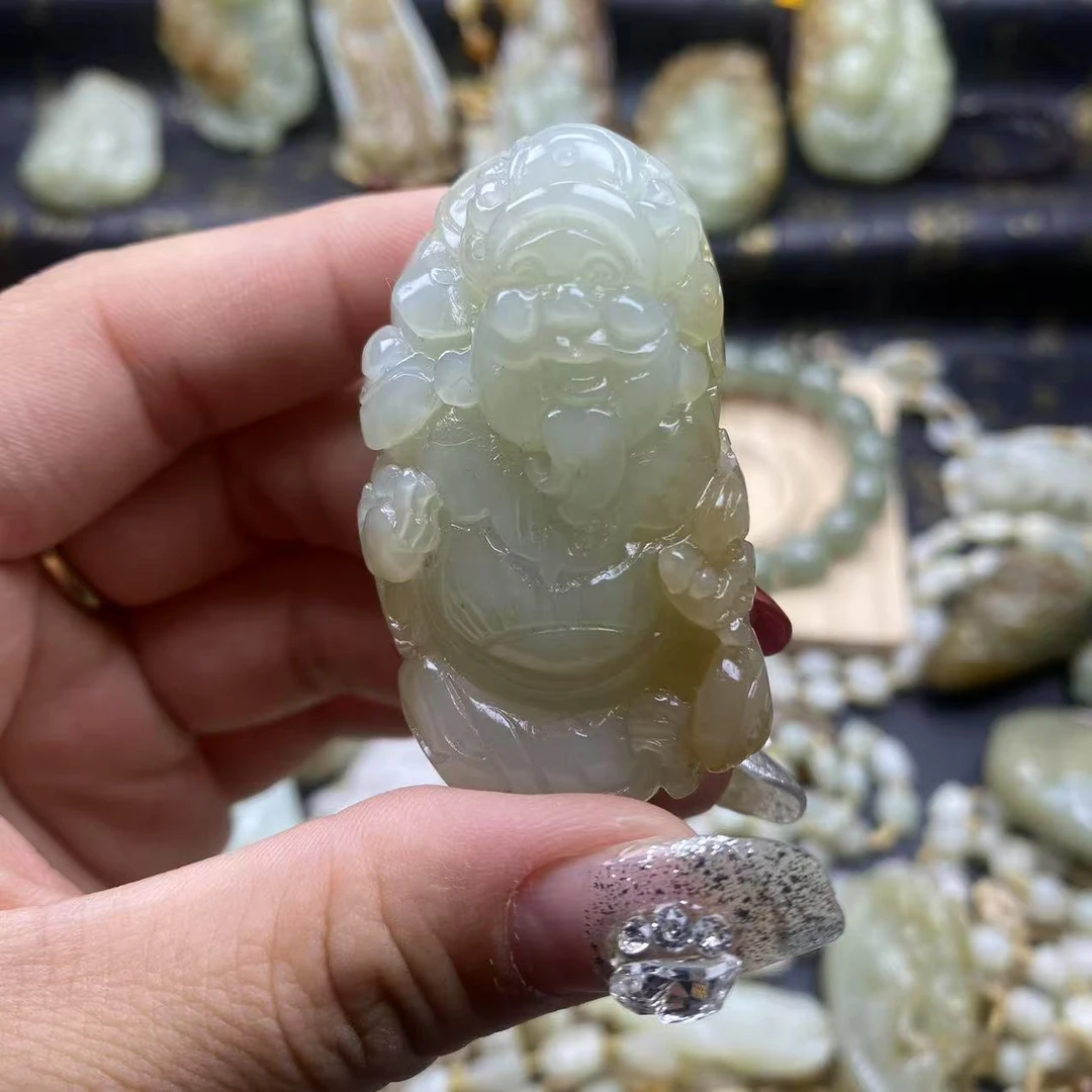 和田玉，小财神带守财貔貅