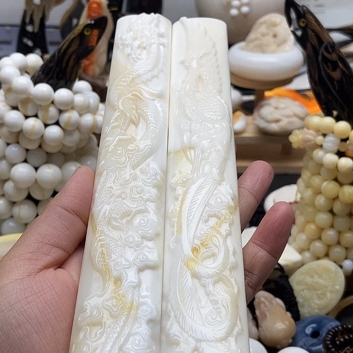 非金属贝壳玉化翘黄镇尺