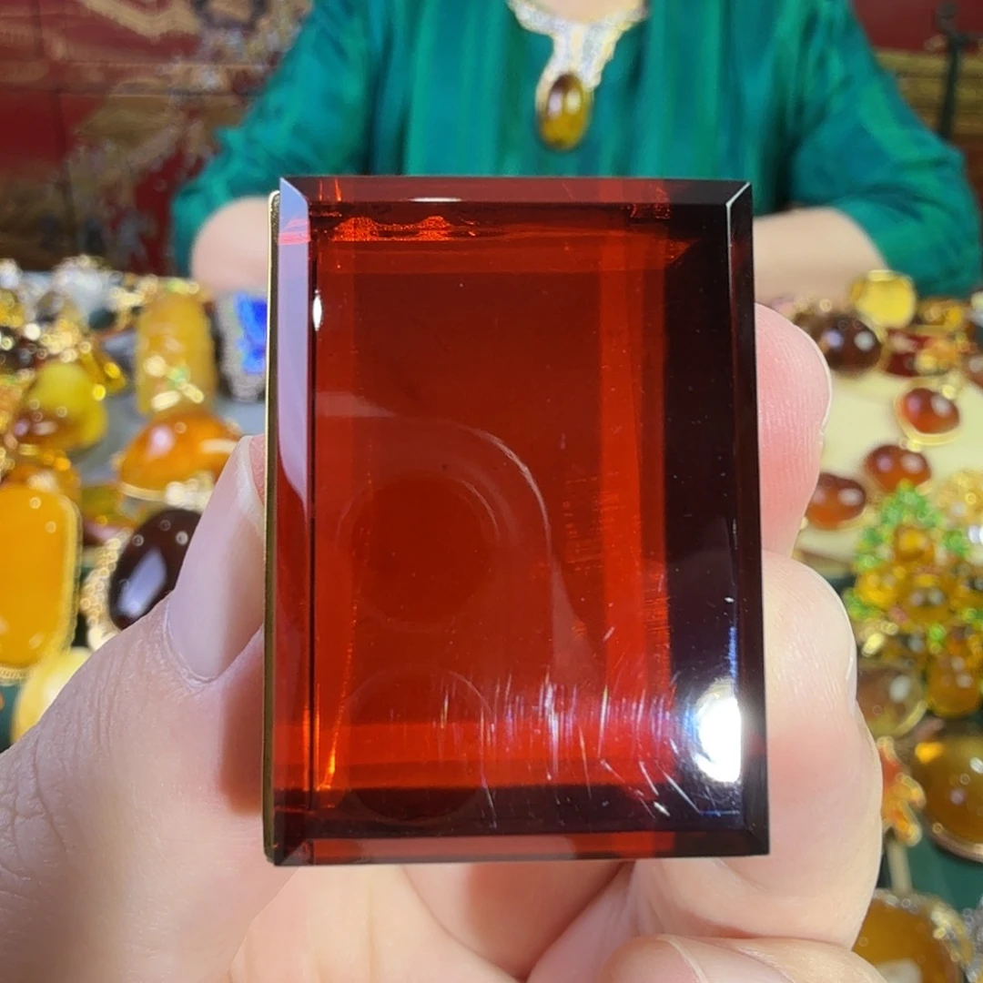 血珀银S925镀金镶嵌戒指