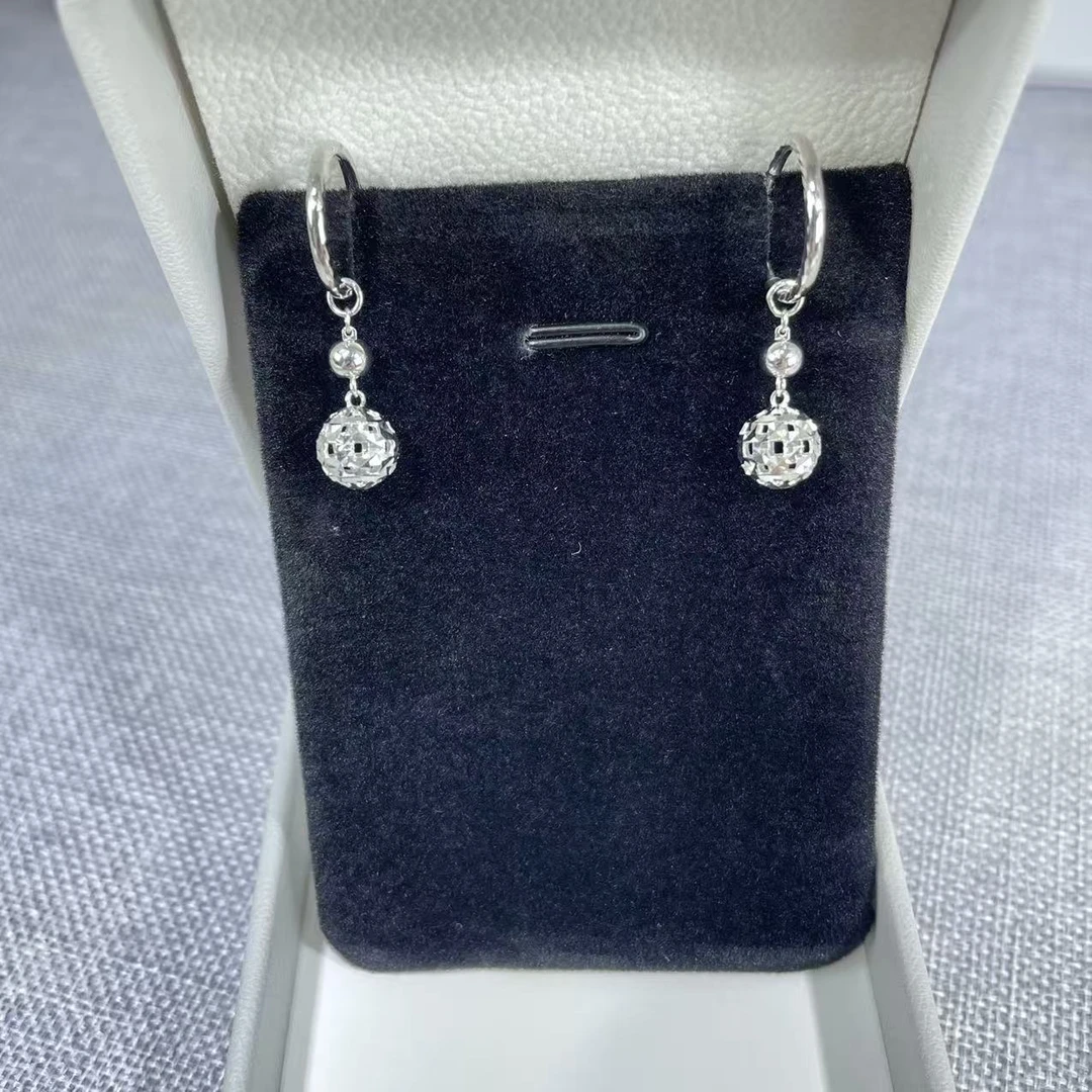 PT950 铂金耳饰 车花圆球耳圈 圈内径约11.5mm S 91203