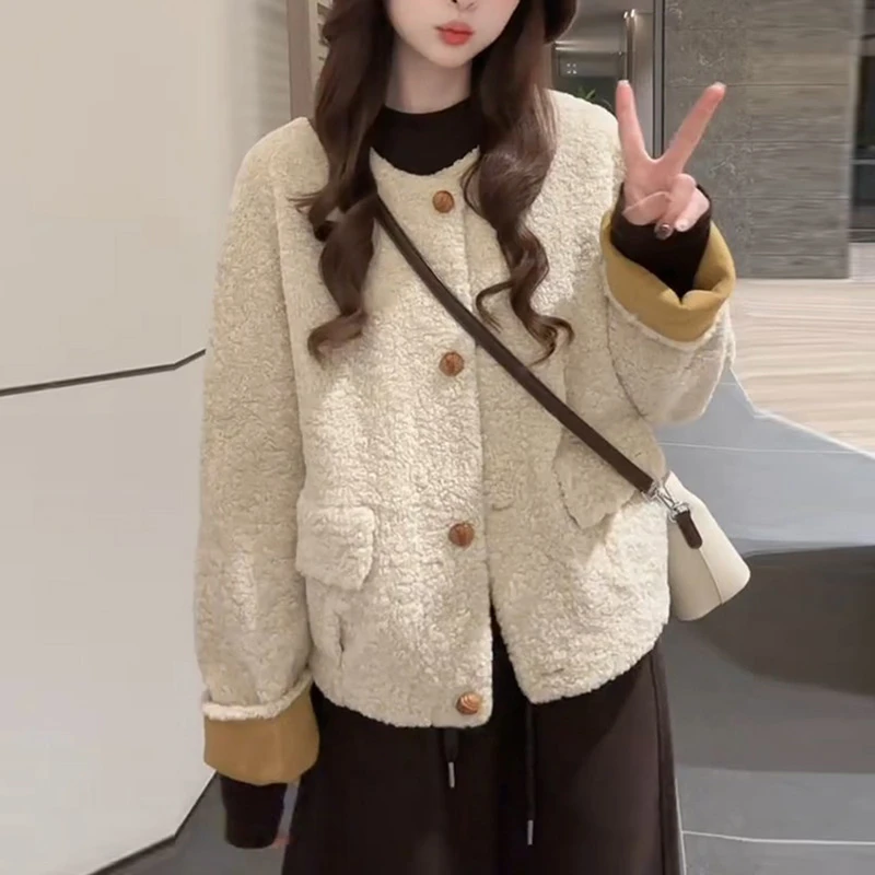 7098冬季时尚百搭毛呢外套