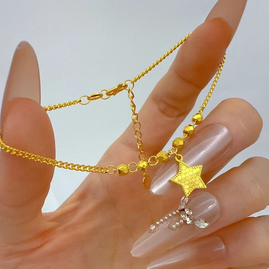 【禧丰金】足金999 龙鳞许愿星黄金手链