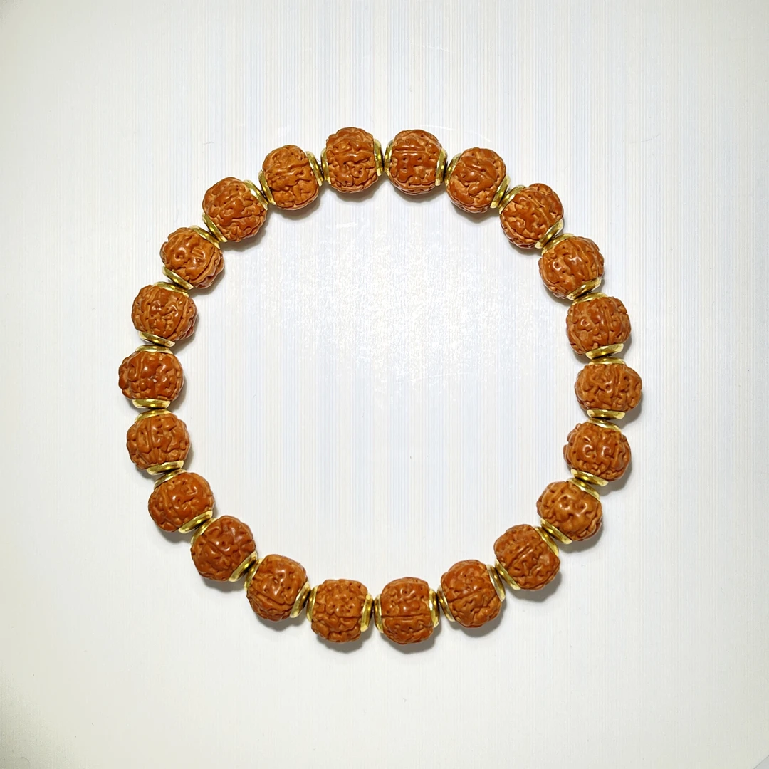 喜檀文玩老树王金刚菩提9MM左右满肉单圈手串满镶款盘玩百搭-831