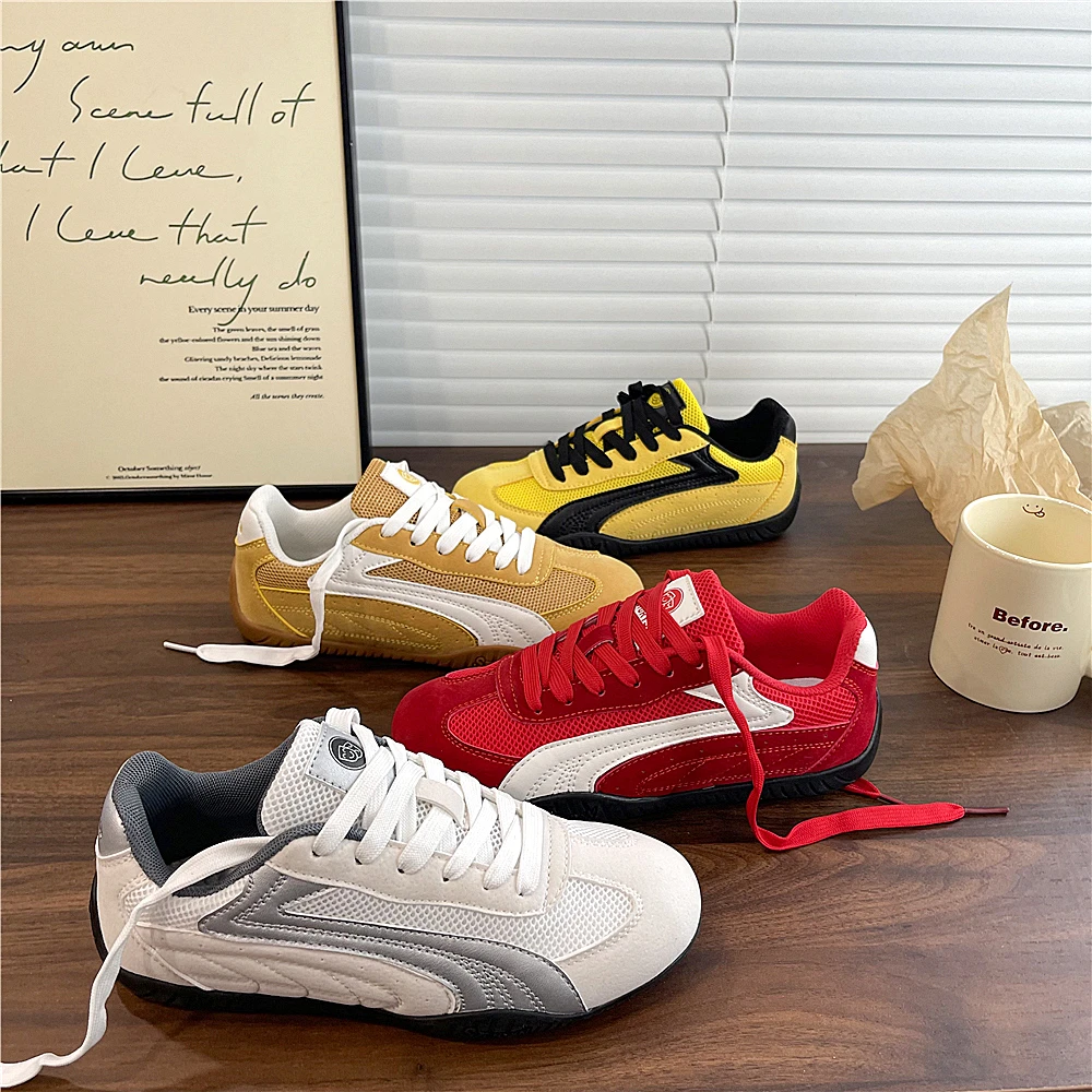 情侣赛车鞋平底德训鞋女潮2025秋季女鞋新款网面百搭运动休闲鞋男