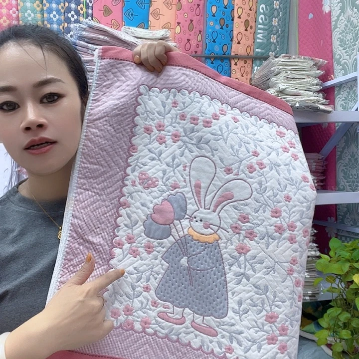 棉粉色小花兔兔棉