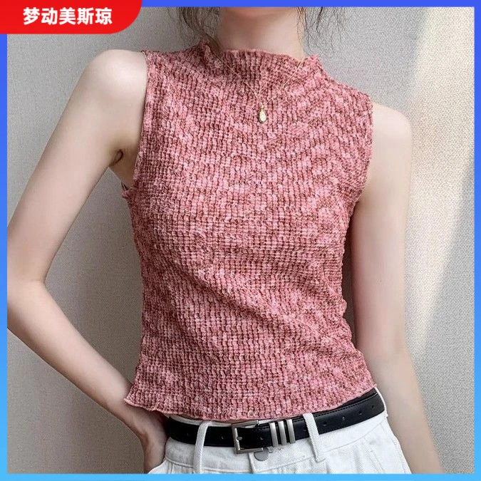 I辣妹夏季背心新款别致修身显瘦无袖上衣紧身通勤T恤内搭单穿1