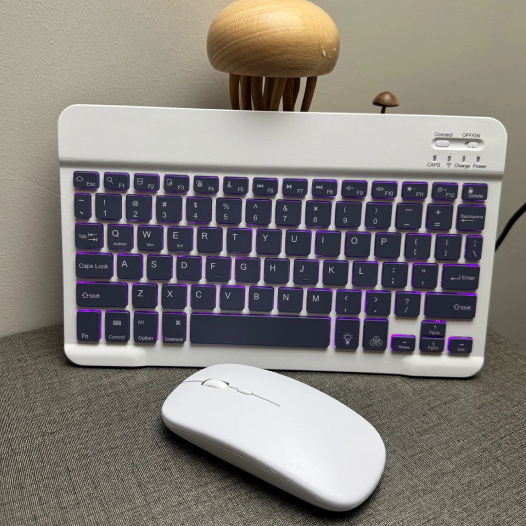 蓝牙键盘鼠标套装适用手机平板外接发光无线键盘便携超薄通用充电