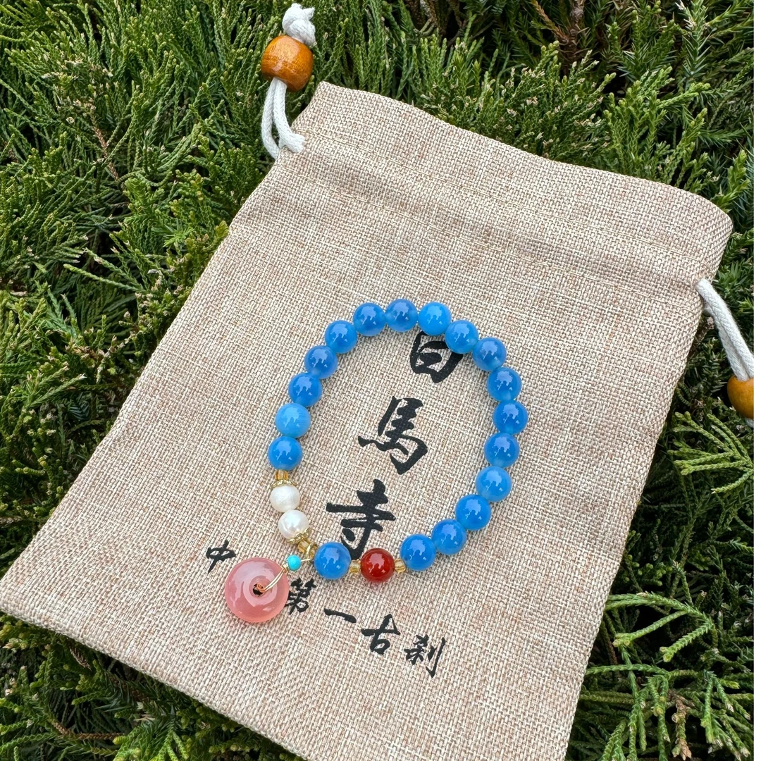 非金属布艺手链 白马寺好物，溏心琉璃单圈手串平安扣手串手饰串珠