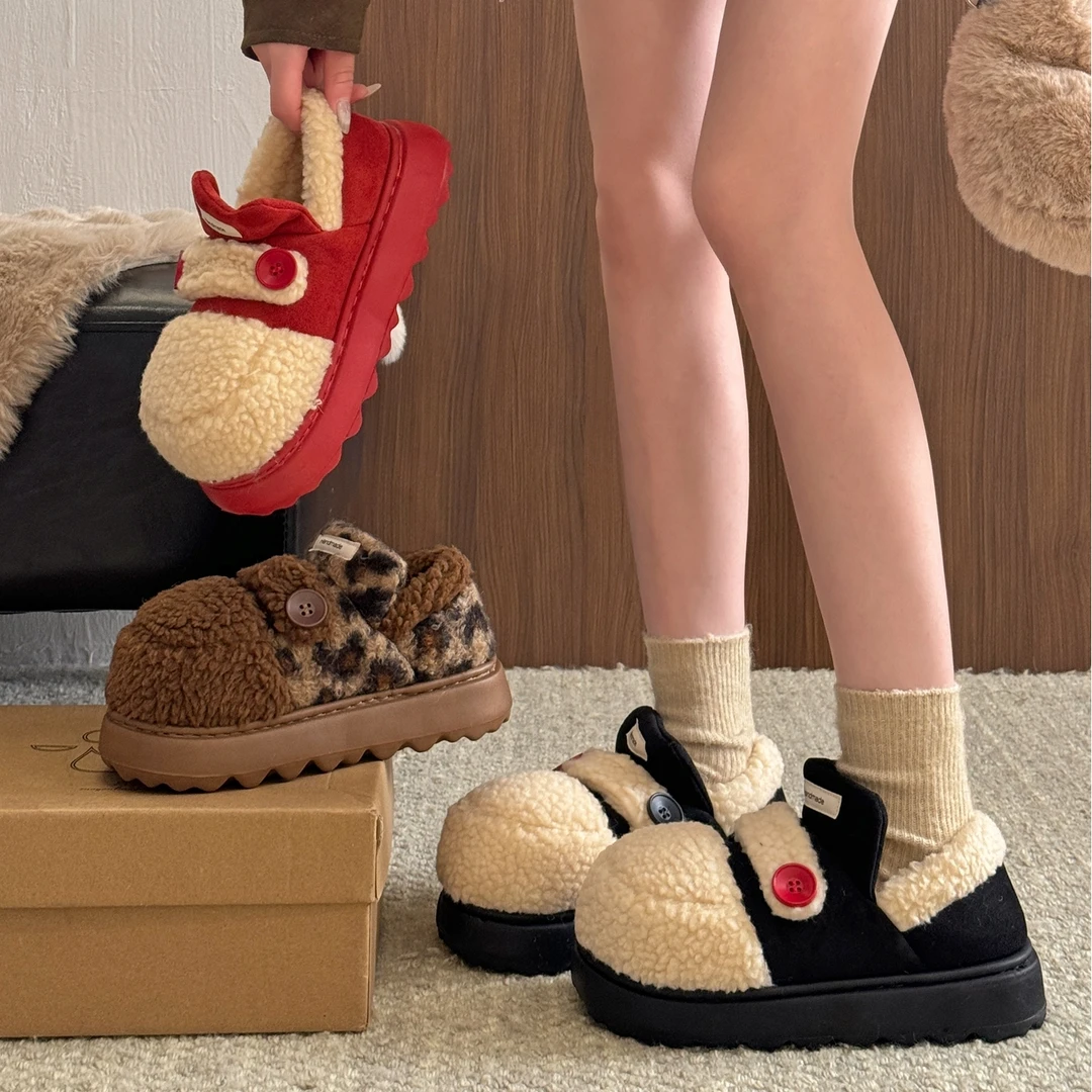贾不假棉鞋女款2025新款百搭冬季包头加绒保暖棉包跟休闲风大棉鞋