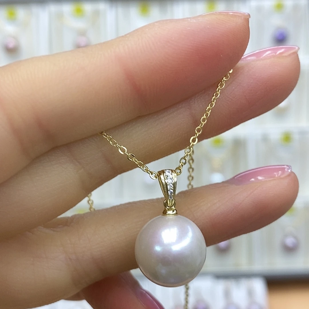 口***红淡水珍珠银S925镶嵌吊坠(赠链)