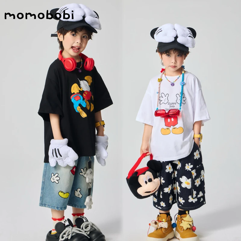 momobobi自制夏款儿童短袖韩版个性卡通印花上衣可爱搞怪纯棉T恤