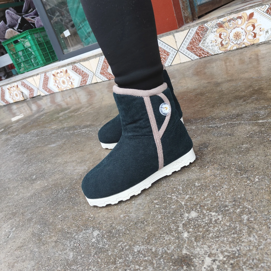 恩施手工棉鞋姊妹鞋厂加绒加厚防滑保暖耐磨高帮单扣棉靴