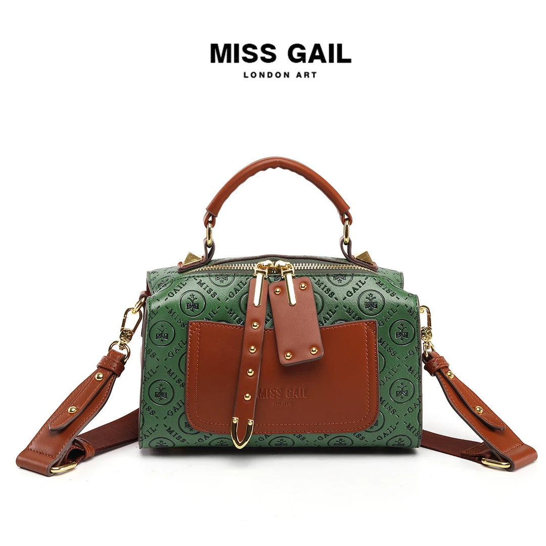 Miss Gail2025新款波士顿枕头包轻奢品牌女包斜挎包6232压变绿