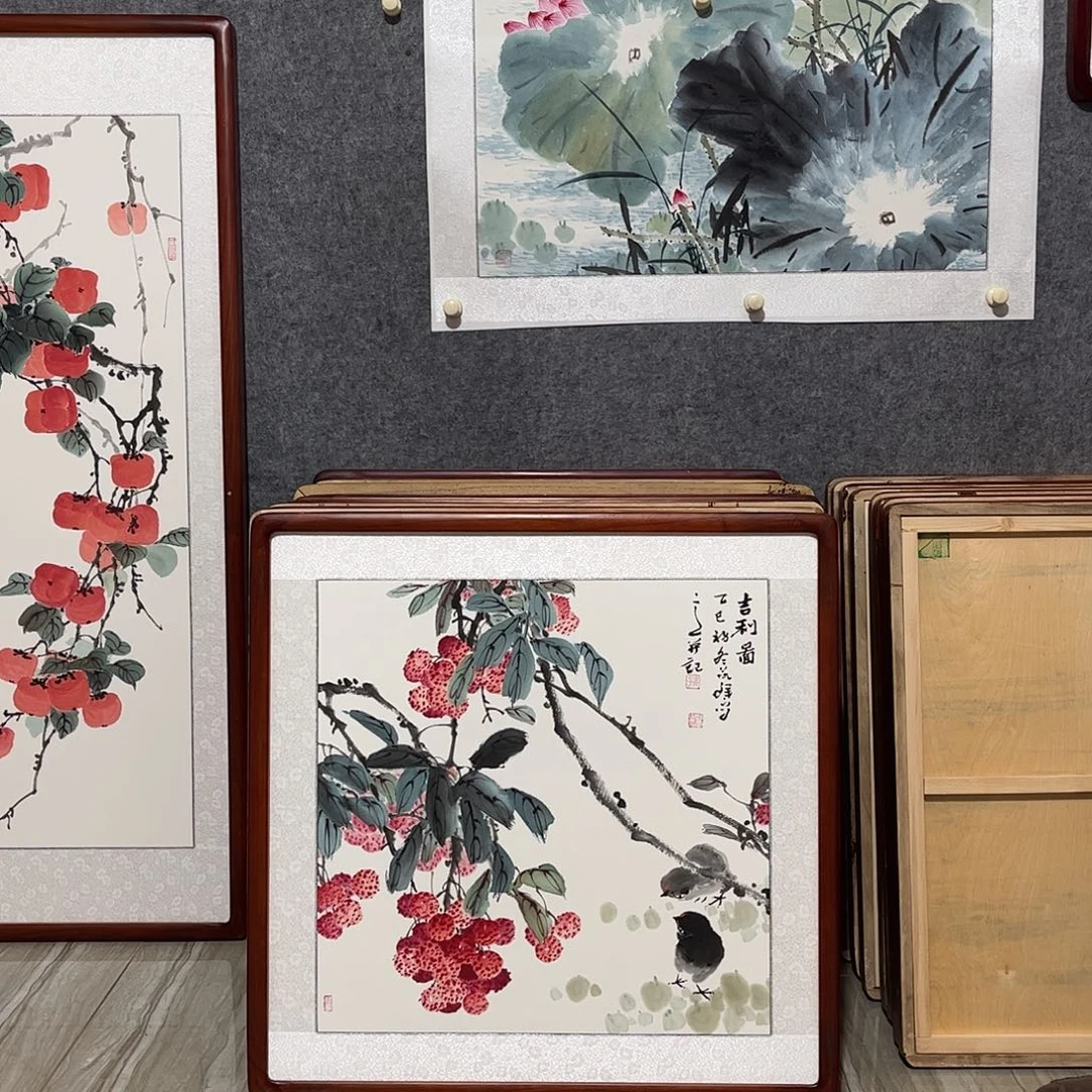 国画书画作品带框63×63