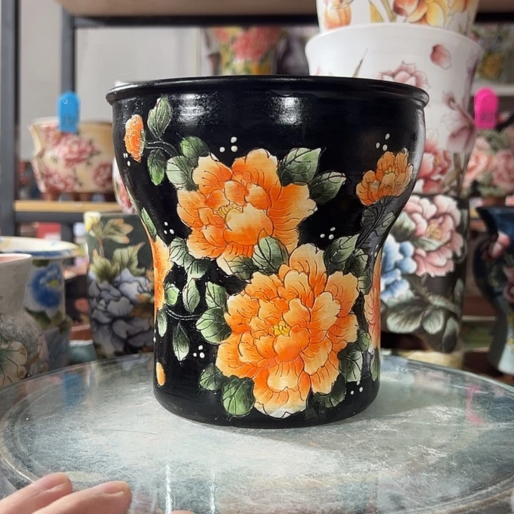 满38包邮 景德镇手绘花盆