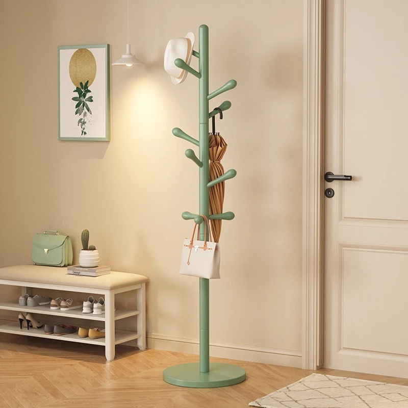 奶油风实木衣架落地挂衣架卧室家用2025新款衣帽架简易立式挂包架