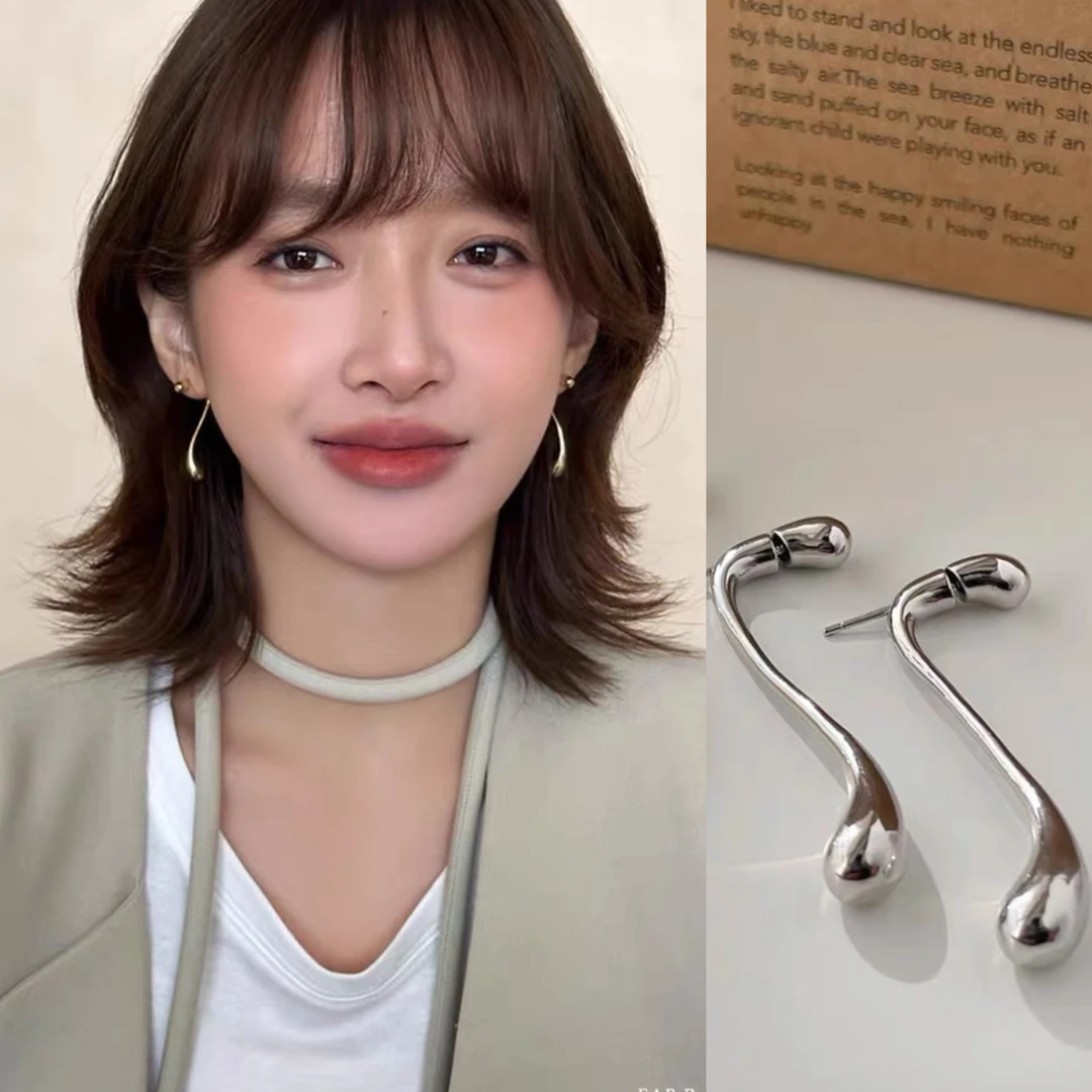 铜合金耳饰 925银针独特小众后挂式耳钉女轻奢高级感耳环耳坠耳饰