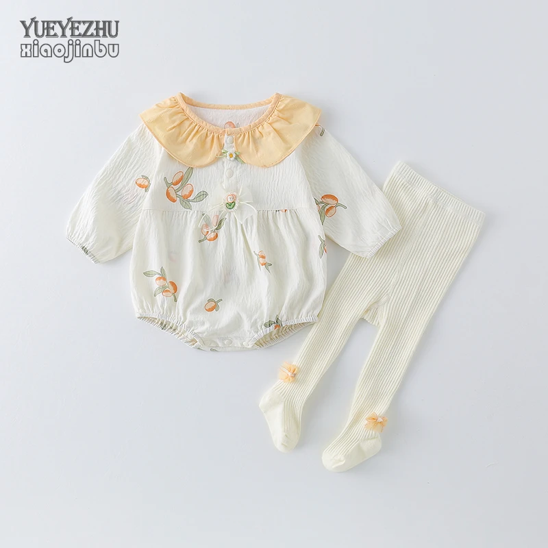 女宝宝包屁衣春装公主洋气婴儿衣服春秋三角哈衣爬服两件套0一1岁