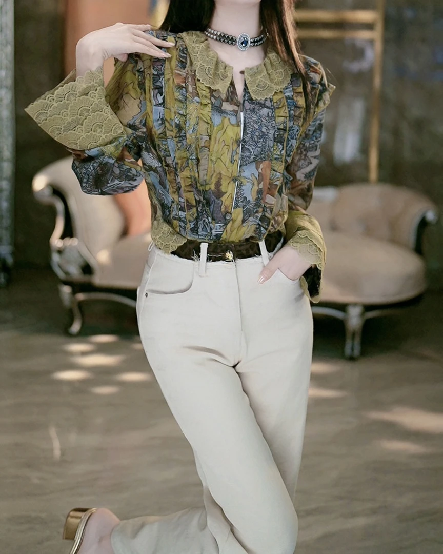 3-23【油画小镇】时尚洋气显瘦气质衬衫