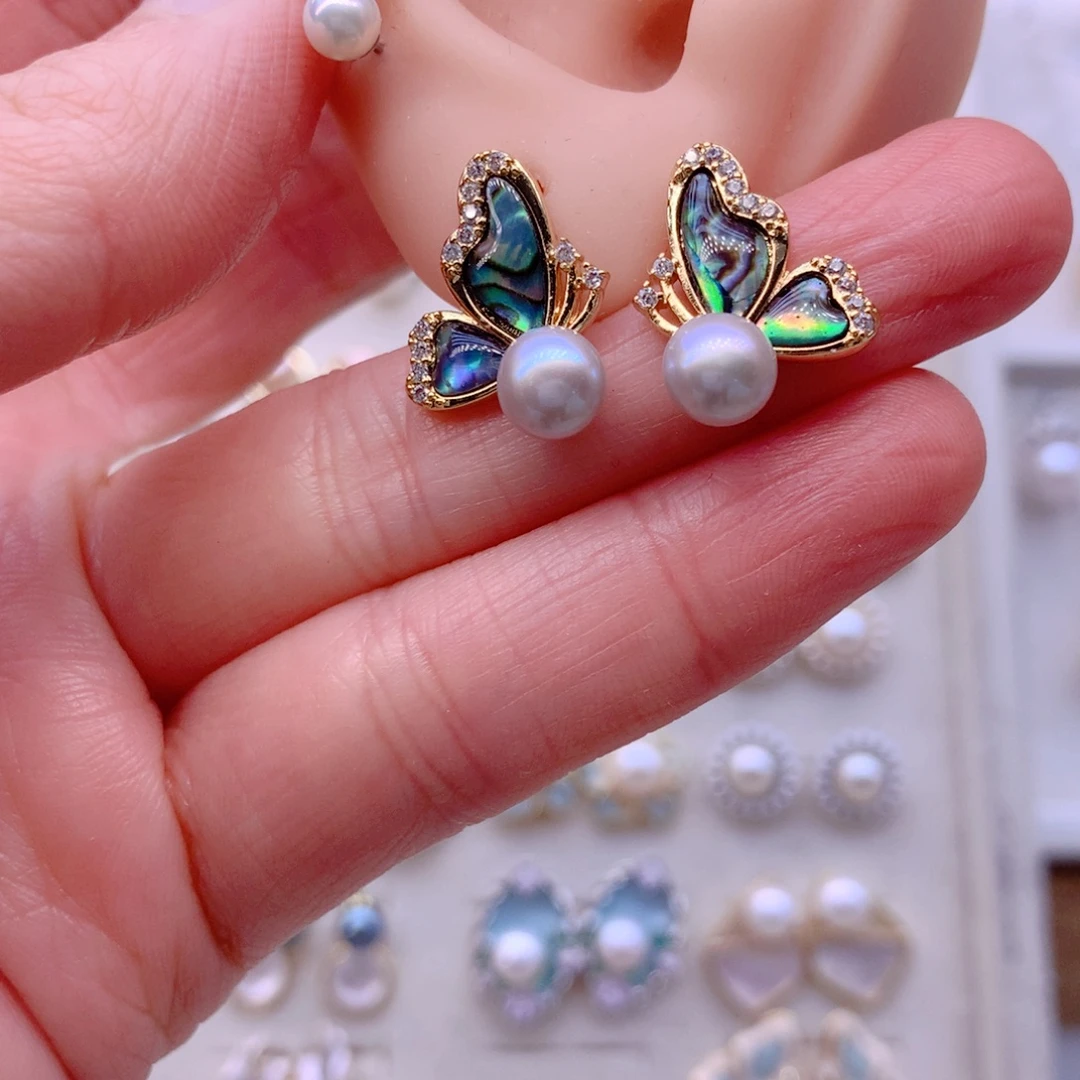 合金淡水珍珠耳饰