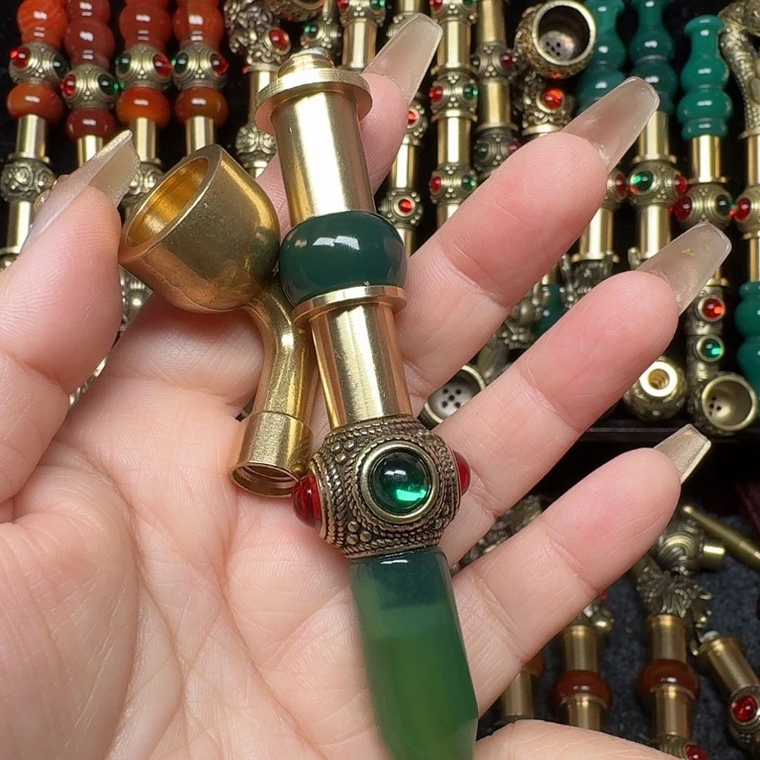 黄铜绿色烟锅1.6公分