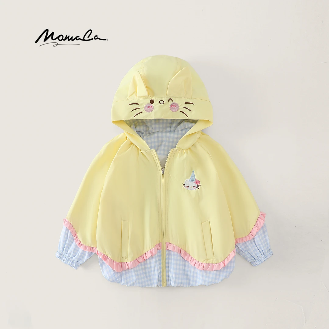 MOMOCO2025新款秋季女童拼色小猫咪卡通洋气可爱外套77730138006