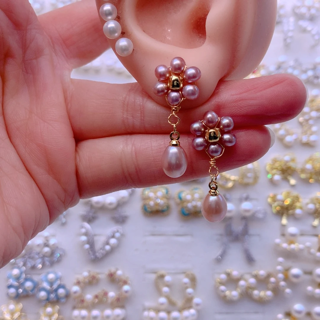 合金淡水珍珠耳饰