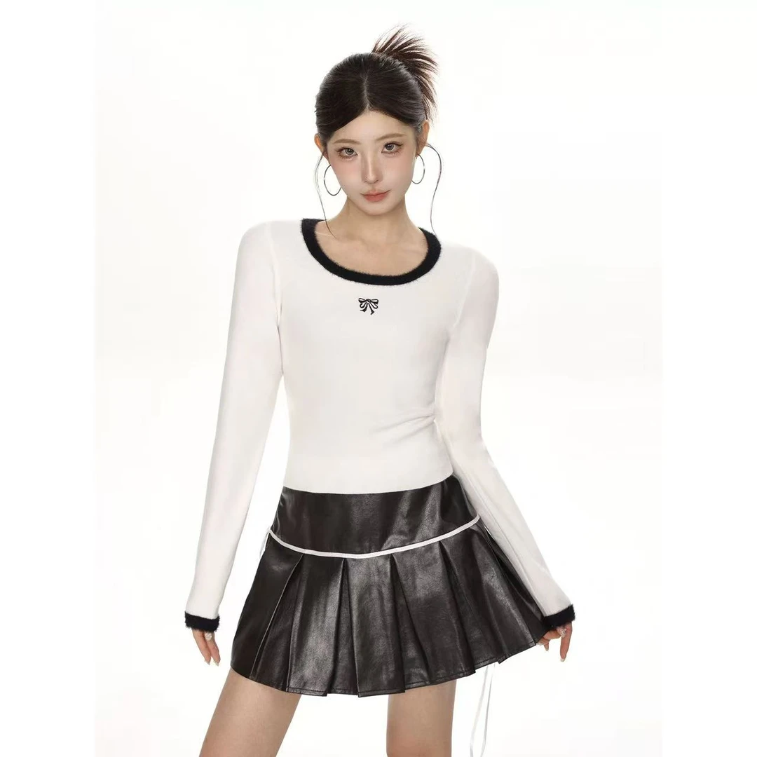 A8-1三色“毛毛方领”长袖上衣