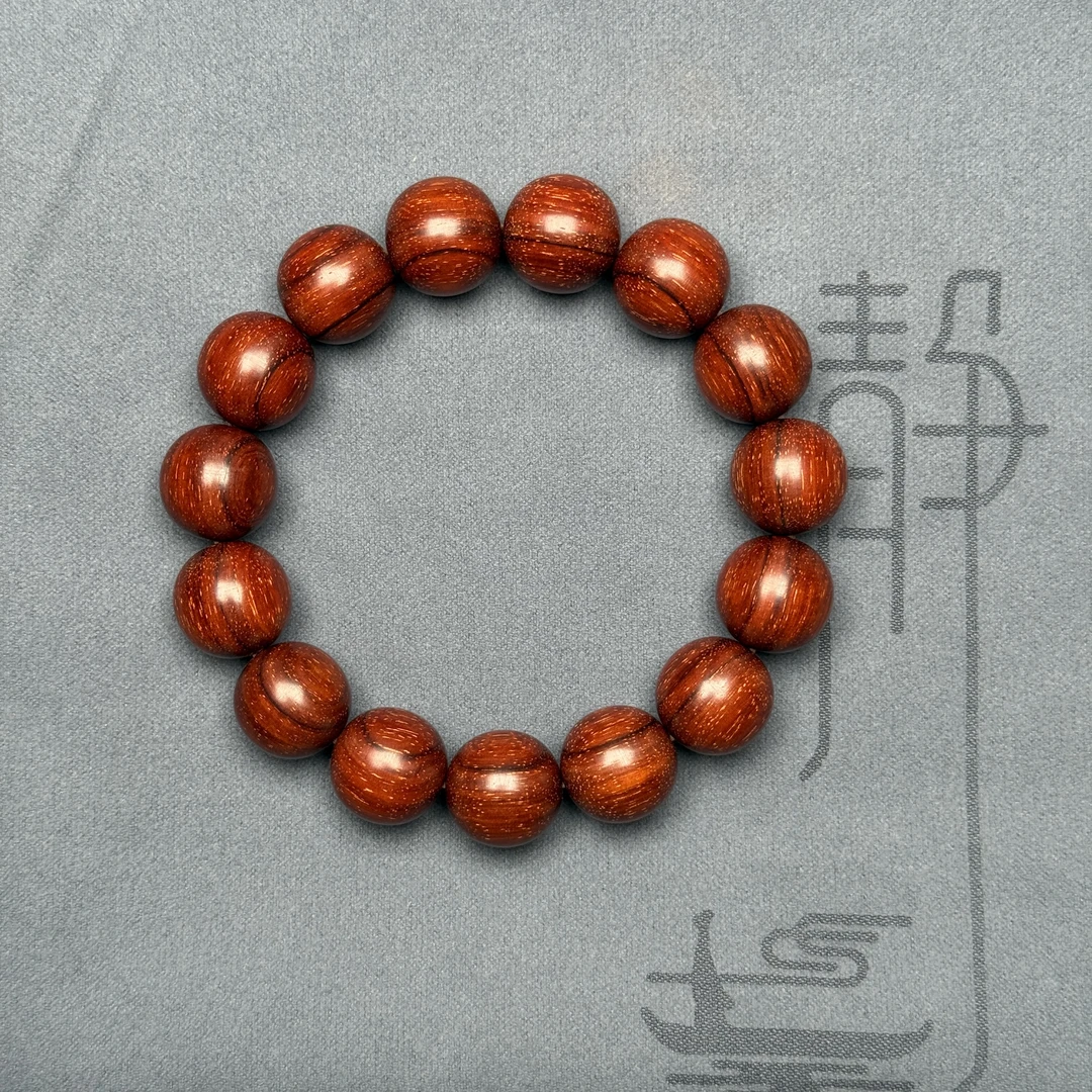 无胶无蜡印度小叶紫檀手串1.5规格一线天斑马纹鸡血红二标料