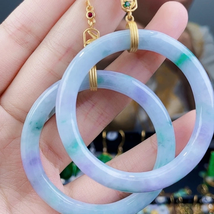 翡翠耳饰银S925镶嵌饰品