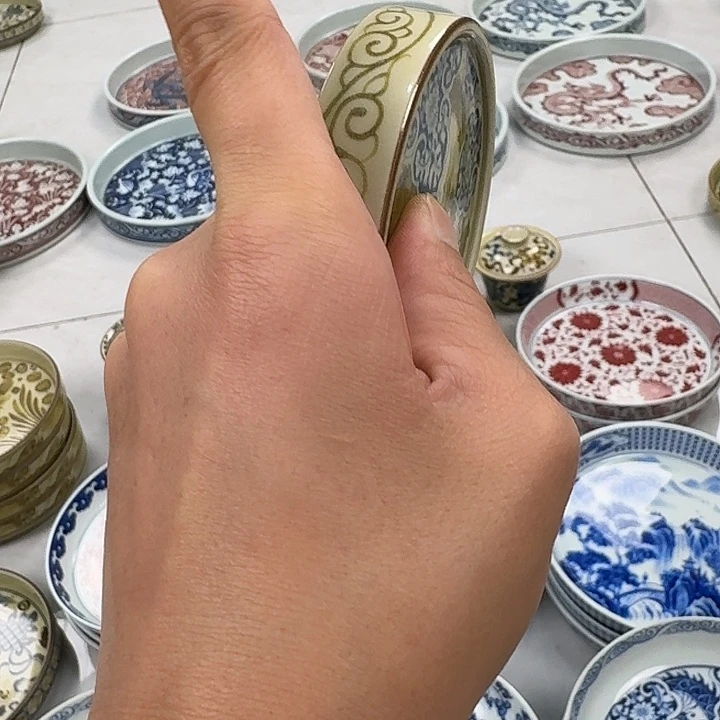 瓷片釉里金如意穿花龙杯垫景德镇