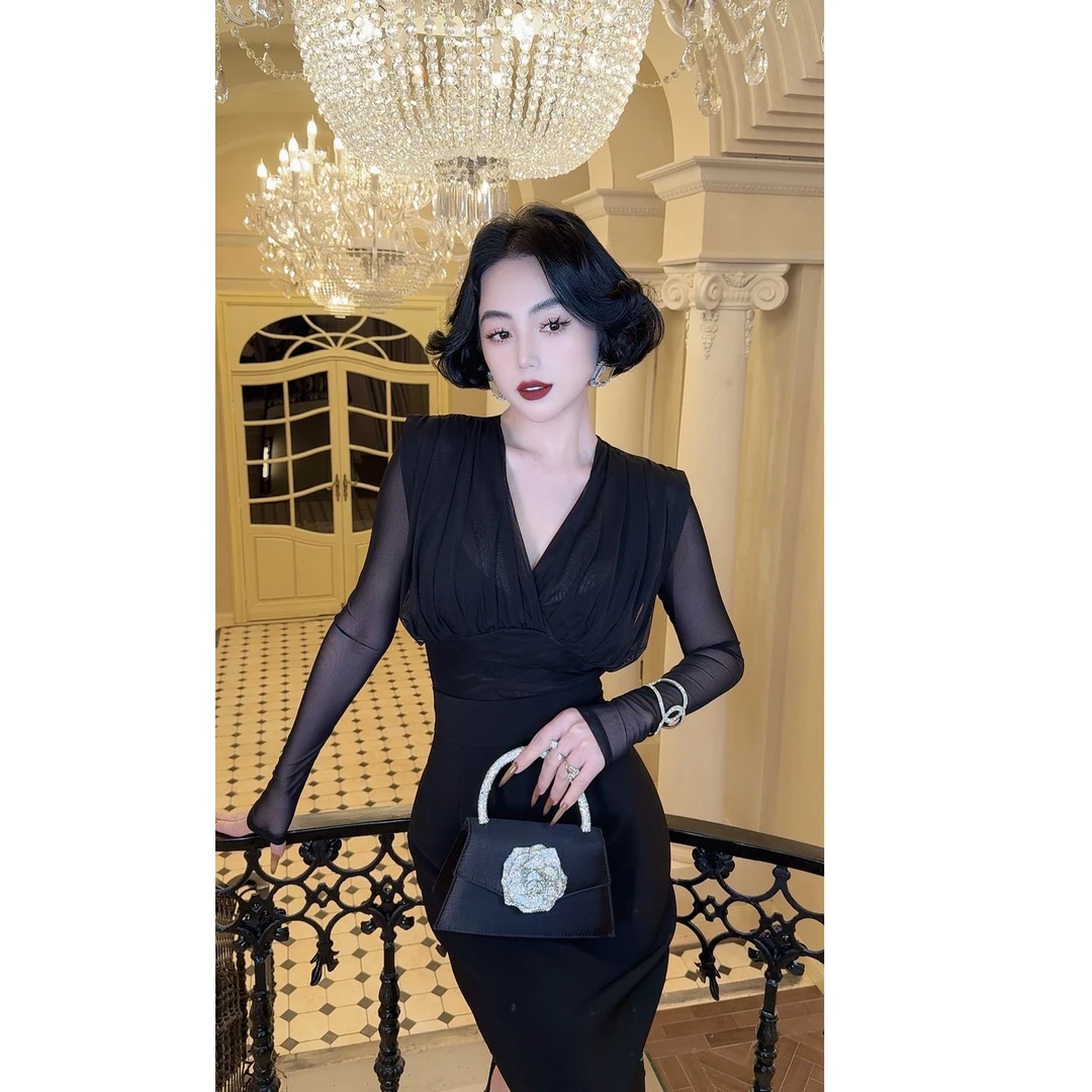 LYXJ【塔尼迷雾】洋气上衣法式小众设计紫黑显瘦气质轻奢修身11661