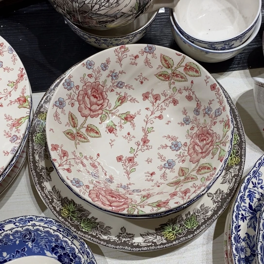 瓷微瑕玫瑰八寸大面碗