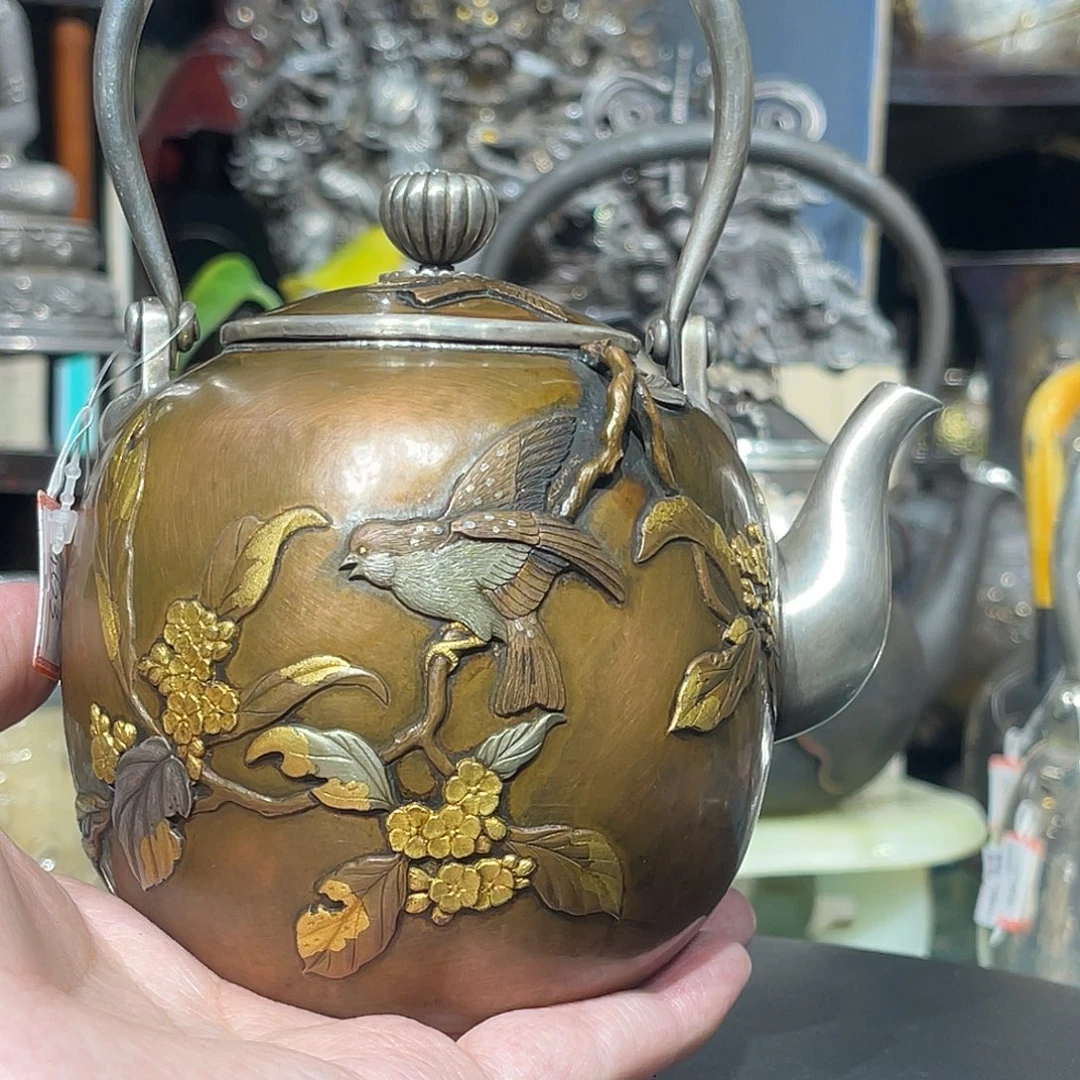 图***图纯银名家作品铜包银精品小银壶