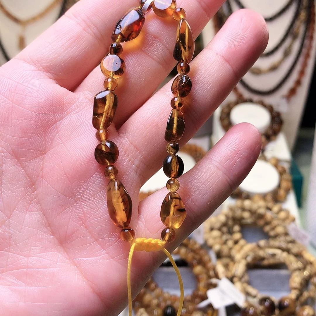 未镶嵌琥珀裸石抚顺随性手链