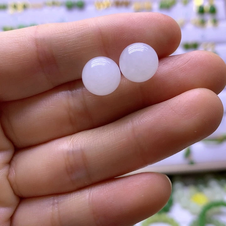 和田玉银S925镶嵌耳饰