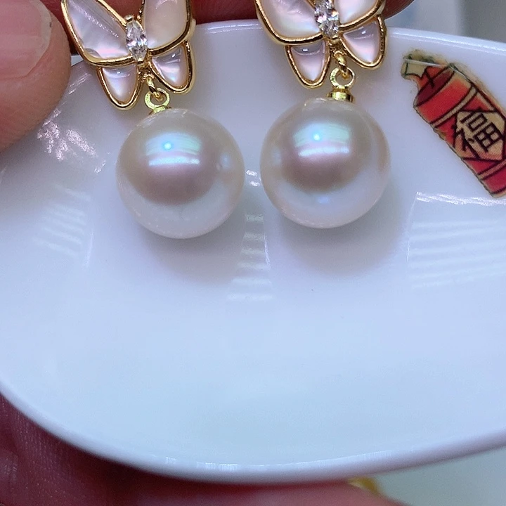 银S925镶嵌耳饰淡水珍珠