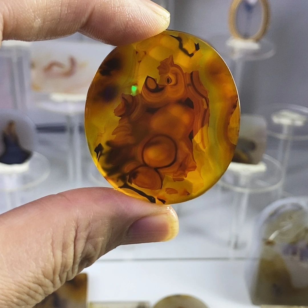 合成碳硅石非金属时尚图纹画面石饰品